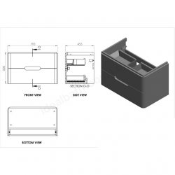 Essential Colorado 800mm Wall Hung Unit with Basin & 2 Drawers, Matt White