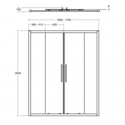 Ideal Standard i.life 1700mm Bright Silver Double Sliding Door