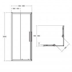 Ideal Standard i.life 900mm Bright Silver Corner Entry Shower Enclosure