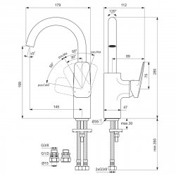 Ideal Standard Ceraplan Silk Black Single Lever High Spout Basin Mixer