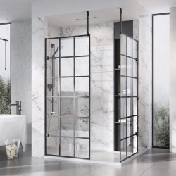 Roman Liberty 10mm 1157mm Black Grid Wetroom Corner Panel