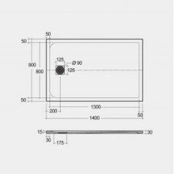 RAK Feeling Trays 1400 x 900 Grey Rectangular Tray