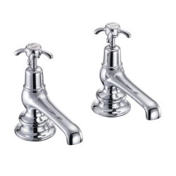 Burlington Anglesey Regent Quarter Turn Bath Pillar Taps - White