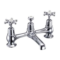 Burlington Birkenhead Quarter Turn H Type Basin Mixer with Plug & Chain Waste - White