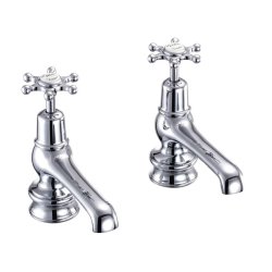 Burlington Birkenhead Regent Quarter Turn Basin Pillar Taps - White