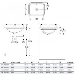 Geberit VariForm 500mm Rectangular Undercounter Basin - No Overflow