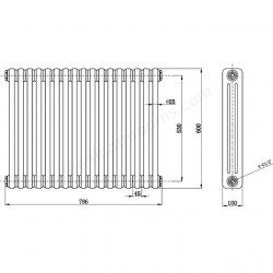 Bayswater Nelson Triple 600 x 786mm White Radiator