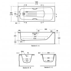 Armitage Shanks Sandringham 21 Single Ended Water Saving Bath - 1700mm x 700mm - White