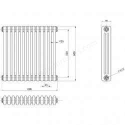 Bayswater Nelson Triple 600 x 606mm White Radiator