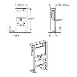 Geberit Duofix 0.79m WC Frame & Cistern