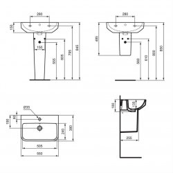 Ideal Standard i.life S 55cm 1 Tap Hole Compact Basin