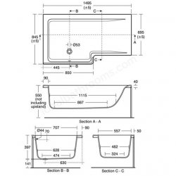 Ideal Standard Concept Space Right Hand 150cm Idealform Plus+ Shower Bath