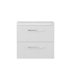 Britton Camberwell 600mm Wall Hung Frosted White Unit with Carrara Marble Worktop