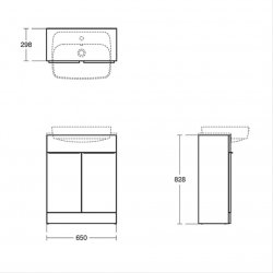 Ideal Standard Connect EQ 650mm Matt Anthracite 2 Door Semi-Countertop Basin Unit