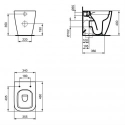 Ideal Standard i.life S 60cm Matt Carbon Grey Compact WC Unit