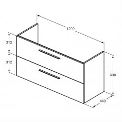 Ideal Standard i.life A Wall Hung 120cm 2 Drawer Matt Greige Vanity Unit