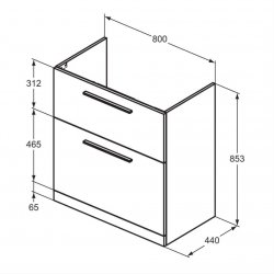 Ideal Standard i.life A Floorstanding 80cm 2 Drawer Matt Quartz Grey Vanity Unit