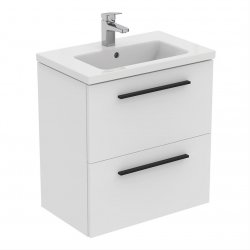 Ideal Standard i.life S Compact Wall Hung 60cm 2 Drawer Matt White Vanity Unit