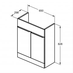 Ideal Standard Tesi Gloss Light Grey 65cm Floorstanding Semi-Countertop Unit with 2 Doors