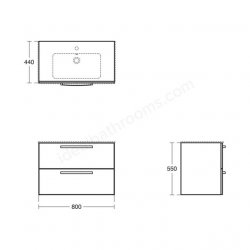 Ideal Standard Tempo 800mm Wall Mounted White Gloss Vanity Unit