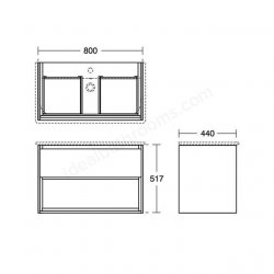 Ideal Standard Connect Air 800mm Vanity Unit with 1 Drawer and Open Shelf (Light Grey Wood with Matt White Interior)