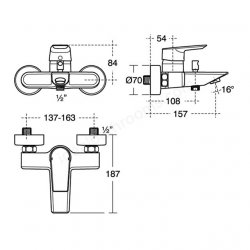 Ideal Standard Tesi Single Lever Exposed Wall Mounted Bath Shower Mixer