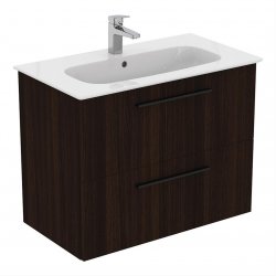 Ideal Standard i.life A Wall Hung 80cm 2 Drawer Coffee Oak Vanity Unit