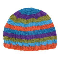 Children's Half fleece lined - beanie - bright stripe