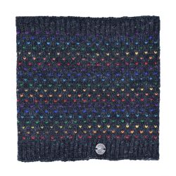 pure wool fleece lined - rainbow tick snood - charcoal