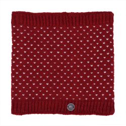 pure wool fleece lined - tick snood - red/white