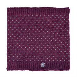 pure wool fleece lined - tick snood - plum/green