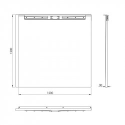 Purity Collection Infinity 1200 x 1250mm Right Hand Single Fall 1000mm Drain Wetroom Tray