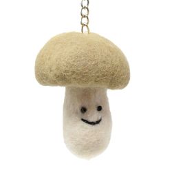 Brown Mushroom keyring - Wool Felt