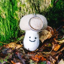 Brown Mushroom keyring - Wool Felt