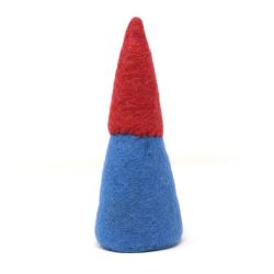 Handmade Christmas - Wool Felt Decoration - Plain Gonk - Blue/Red