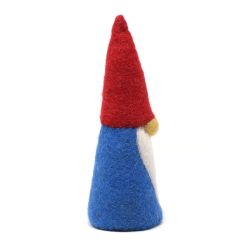 Handmade Christmas - Wool Felt Decoration - Plain Gonk - Blue/Red