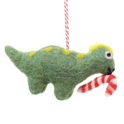 Handmade Christmas - Wool Felt Hanging Decoration - Dinosaur