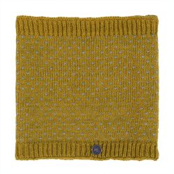 pure wool fleece lined - tick snood - mustard/grey