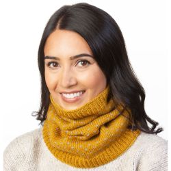 pure wool fleece lined - tick snood - mustard/grey