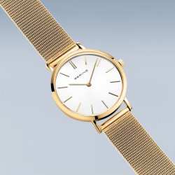 Ladies Bering Stainless Steel Gold Plate Bracelet Watch.