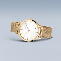 Ladies Bering Stainless Steel Gold Plate Bracelet Watch.