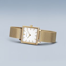 Ladies Bering Stainless Steel Gold Plate Bracelet Watch.