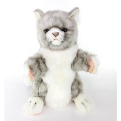 Soft Toy Hand Puppet Grey Cat by Hansa (25cm)H 7163