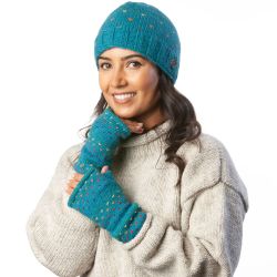 Pure Wool Rainbow tick beanie - med blue