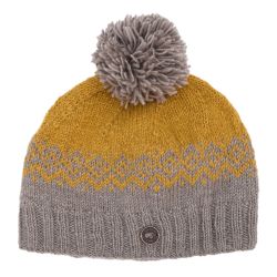 Naya Pure Wool - Dot Diamond bobble hat - honey taupe