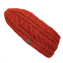 Pure Wool Fleece lined headband - twist - ginger spice