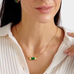 Katie Loxton 'Good Energy' Waterproof Gold Malachite Necklet