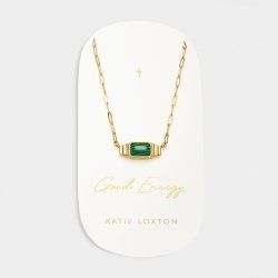 Katie Loxton 'Good Energy' Waterproof Gold Malachite Necklet