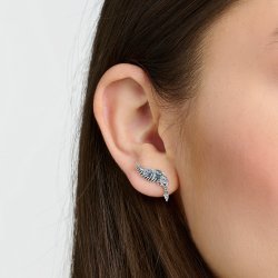 Thomas Sabo Silver Ear Studs Phoenix wing with blue stones