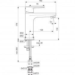 Ideal Standard Cerafine O Single Lever Silk Black Basin Mixer without Waste